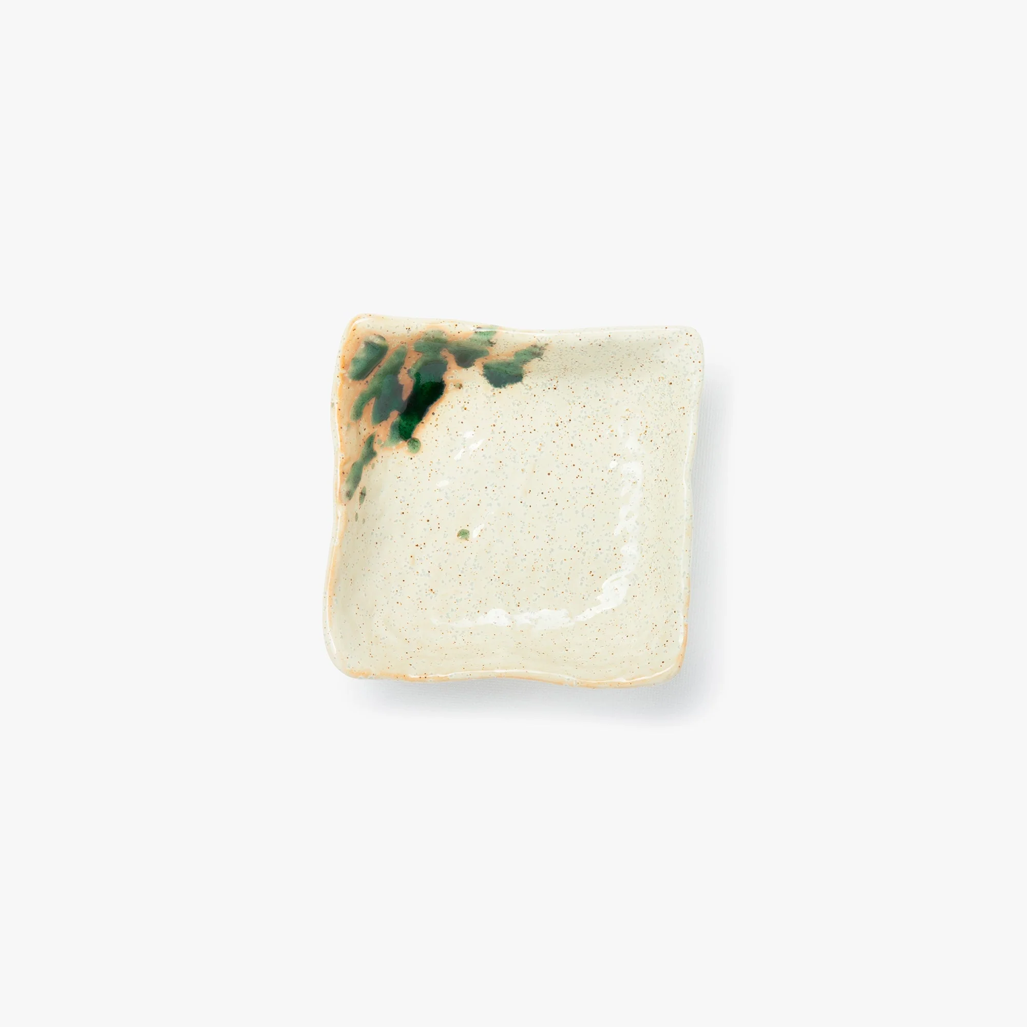 Coupelle carrée Oribe Ibuki blanche avec detail vert Ø 110mm ⋅ Touga - Image 2