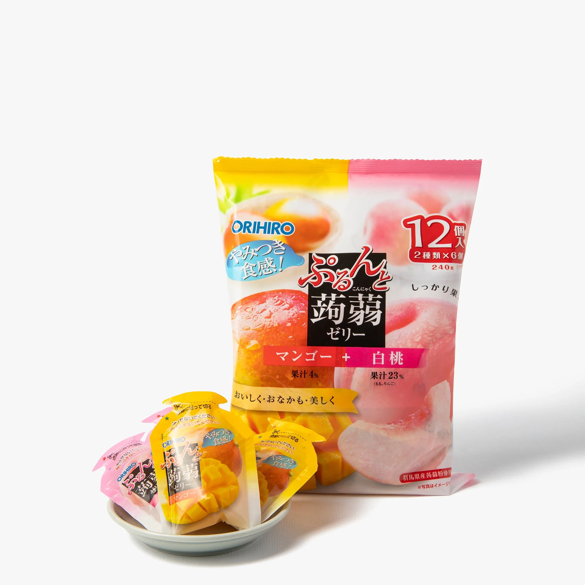 Gelées de konjac mangue et pêche 12 sachets ⋅ Orihiro ⋅ 240g