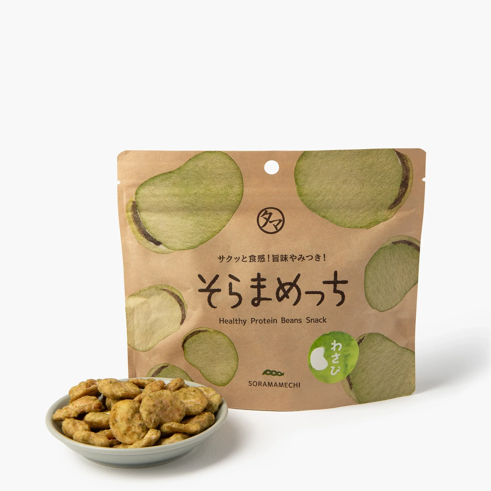 Pois soramame croustillants au wasabi ⋅ Tamachan Shop ⋅ 80g
